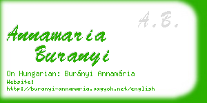 annamaria buranyi business card