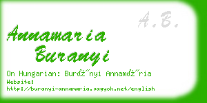 annamaria buranyi business card